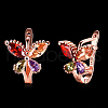 Butterfly Brass Cubic Zirconia Hoop Earrings EJEW-BB16130-2