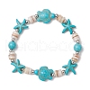 2Pcs Starfish & Turtle Natural Freshwater Shell Beads Stretch Bracelets for Women BJEW-JB11922-3