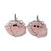 Natural Rose Quartz Copper Wire Wrapped Pendants G-K338-06P-05-1