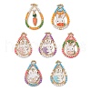 7Pcs 7 Styles Easter Theme Glass Seed Beaded Teardrop with Rabbit Carrot Pendants PALLOY-MZ00580-1