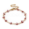 Enamel Rhombus with Evil Eye Link Chains Bracelet BJEW-P271-03G-01-1