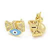 Bowknot with Evil Eye Real 18K Gold Plated Brass Stud Earrings EJEW-L269-105G-01-2
