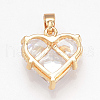 Brass Cubic Zirconia Charms X-ZIRC-Q002-126G-2