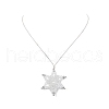 Synthetic Hematite & Glass Beaded Snowflake Pendant Necklace NJEW-JN04272-4