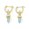 Natural Flower Amazonite Hoop Earrings EJEW-P306-01G-11-4