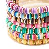 Synthetic Hematite & Polymer Clay Heishi Beads Stretch Bracelets Set BJEW-JB07405-12