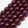 Faceted Natural Agate Beads Strands G-F447-10mm-D02-1