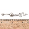 Alloy Rhinestone Snake Curved Barbell Belly Rings AJEW-R007-03P-05-5