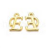 Golden Plated Alloy Letter Pendants PALLOY-J718-01G-E-1
