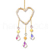 Heart Natural Quartz Crystal Chips Hanging Ornaments HJEW-G024-01B-2