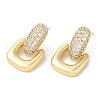 Clear Cubic Zirconia Square Dangle Stud Earrings EJEW-Q769-03G-1