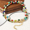 Colorful Disc Natural Mixed Stone & Freshwater Pearl Beaded Necklaces LX1116-3