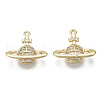 Brass Micro Pave Clear Cubic Zirconia Charms X-KK-S348-554-NF-1