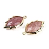 Natural Strawberry Quartz Faceted Leaf Pendants G-I375-04G-13-2