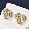 Brass Micro Pave Clear Cubic Zirconia Stud Earrings for Women EJEW-G430-02GP-2
