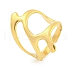 304 Stainless Steel Hollow Irregular Open Cuff Ring for Women RJEW-S406-01G-05-1