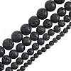 Olycraft 4 Strands 4 Styles Natural Lava Rock Round Beads Strands G-OC0003-35-1