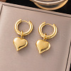 304 Stainless Steel Two Tone Heart Hoop Earrings EJEW-Z097-02G-1