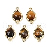 Natural Tiger Eye Faceted Connector Charms G-L514-048P-04-1