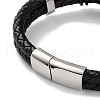 Men's Braided Black PU Leather Cord Multi-Strand Bracelets BJEW-K243-02AS-3