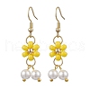 Shell Pearl Beads & Glass Seed Dangle Earrings EJEW-MZ00310-04-2
