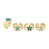 Flower 304 Stainless Steel Open Cuff Rings RJEW-G314-02G-1