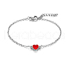 Stylish Stainless Steel Red Heart Link Bracelets IT4999-1-2