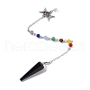 Mixed Gemstone Hexagonal Pointed Cone Dowsing Pendulum Pendants G-G983-05P-4