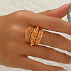Geometric Hollow Brass Micro Pave Cubic Zirconia Adjustable Finger Rings for Women GM7706-3-2