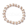 Handmade Flower Printed Porcelain Ceramic Beaded Stretch Bracelets BJEW-JB11910-02-2