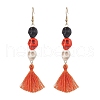 Halloween Skull Synthetic Dyed Turquoise Dangle Earrings EJEW-JE05883-01-1