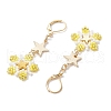 Brass Glass Seed Beads Flower Leverback Earrings EJEW-MZ00426-02-4