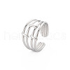 Non-Tarnish 304 Stainless Steel 4 Line Open Cuff Ring for Women RJEW-S405-158P-3