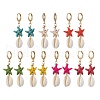 Starfish Synthetic Turquoise Hoop Earrings EJEW-JE06440-3