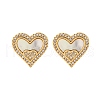 Heart Brass Micro Pave Clear Cubic Zirconia Stud Earrings KK-D363-12A-G-2