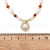 Mother's Day Jewellery Brass Glass & Pearl Teardrop Pendant Necklaces NJEW-P325-01G-5