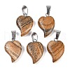 Natural Picture Jasper Heart Pendants G-H073-03P-05-1