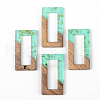 Transparent Resin & Walnut Wood Pendants RESI-S389-057B-B02-1