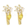 Flower Real 18K Gold Plated Brass Stud Earrings EJEW-L270-08G-2