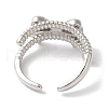 Bowknot Brass Micro Pave Clear Cubic Zirconia Open Cuff Rings for Women RJEW-C098-02P-3