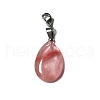 Synthetic Cherry Quartz Glass Pendant Decorations PALLOY-PH01401-06-1