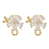 Brass Clear Cubic Zirconia Stud Earring Findings KK-A238-01B-G-1