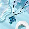 Transparent Electroplate Glass Pendant Necklaces NJEW-MZ00040-04-2