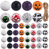 SOFPLATE 210Pcs 8 Styles Halloween Theme Printed Natural Wooden Beads WOOD-SP0001-07-1