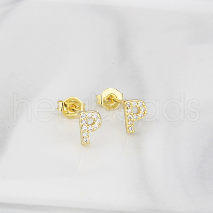 Brass Clear Cubic Zirconia Stud Earrings WGC2A80-16-1