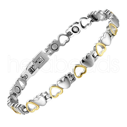 304 Stainless Steel Heart Link Chain Bracelets for Women FS-WG8F258-01-1