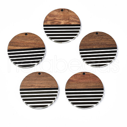 Stripe Resin & Walnut Wood Pendants RESI-N025-022-1