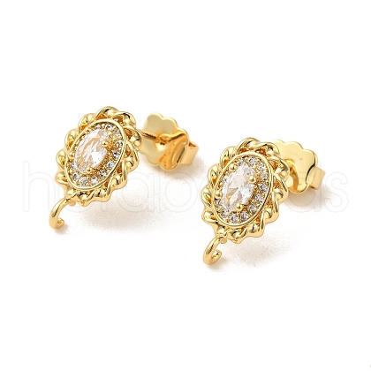 Rack Plating Brass Oval Stud Earrings Findings EJEW-H004-06G-1