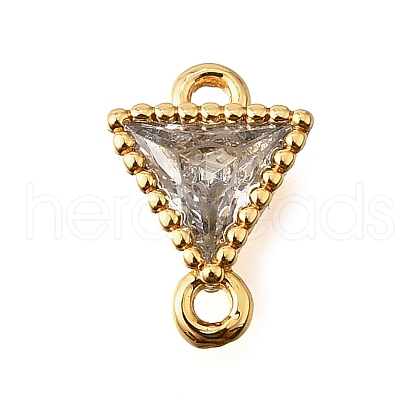 Brass Clear Cubic Zirconia Connector Charms KK-U065-07G-1