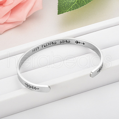 Inspirational Stainless Steel Cuff Bangles for Men Women FS-WG0E735-06-1